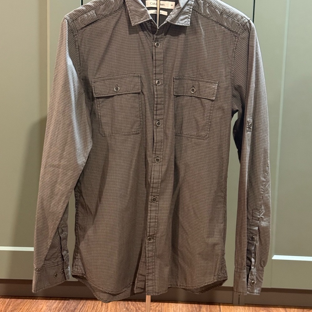 Calvin Klein Charcoal Checkered Shirt